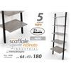 G SCAFFALE INCLINATO DA PARETE 5 RIPIANI LEGNO 64*48,5*180CM METALLO COLORE NERO