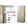 G ARMADIO MX 2 ANTE RIPIANO + BASTONE MODERNO ROVERE SBIANCATO MARRONE 180*80*50cm