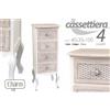 G CASSETTIERA 4 CASSETTI SHABBY CHIC SETTIMINO DECAPE BIANCO MARRONE 100*40*35 cm