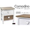 G COMODINO CUORE 2 CASSETTI CASSETTIERA COUNTRY LEGNO MARRONE ANTICATO 40*37*29cm