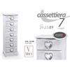 G CASSETTIERA 7 CASSETTI h89*29*23 SLIM SALVASPAZIO SHABBY CHIC BIANCO CUORE ROSE