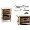 G CASSETTIERA COMODINO 2 CASSETTI CORDA LEGNO NATURALE CLASSICO MODERNO 43*33*31cm