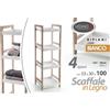 G SCAFFALE BIANCO MOBILE LEGNO PORTA ASCIUGAMANI BAGNO 4 RIPIANI LEGNO 100*33*30cm
