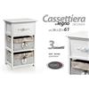 G CASSETTIERA BIANCA SLIM SALVASPAZIO 3 CASSETTI CESTE CUORE LEGNO 61*36*28 cm