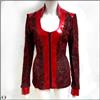 AMIRA DI TRANSILVANIA blazer donna abito elegante giacca blusa tessuto elastico bordi vernice cerniera