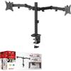 Barkan Supporto da scrivania per doppio monitor per schermi piatti/curvi di dimensioni 13-32, Full Motion - 5 movimenti, ergonomico, rotazione a 360 gradi, touch & tilt, supporta fino a 8 kg x 2,
