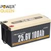 Power Queen Batteria Litio 24V 100Ah 2.56kWh LiFePO4 Batterie per Solare Camper
