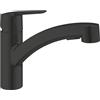 GROHE QuickFix Start - Miscelatore da lavello con doccetta estraibile, doppio getto, angolo di rotazione 90°, nero opaco 305312431