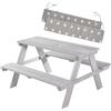 roba Panca con Tavolo per Bambini Picnic + Cuscini - per Esterno e Giardino - Resistente alle Intemperie - 4 Posti - per Campeggio - Motivo con Stelline - Legno Grigio