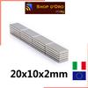10 Pezzi Lotto Magneti al Neodimio 20x10x2mm Super Potenti Rettangolo N35 NdFeB