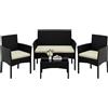Yaheetech Set di Mobili da Giardino da Balcone 4 Pezzi in Polyrattan con Divano a 2 Posti