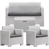 BICA 9067 Set Nebraska Salottino 4 Posti Bianco 281 x 155 x 79 cm