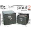G 2 CESTE POUF CESTA RIVESTITA Portabiancheria CONTENITORE COPERCHIO LEGNO 44-34cm