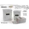 G SET 3 CESTE CESTA VIMINI Portabiancheria CONTENITORE COPERCHIO LEGNO 56-48-40cm