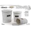 G SET 3 CESTE CESTA VIMINI Portabiancheria CONTENITORE COPERCHIO LEGNO 55-47-40cm