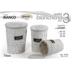 G SET 3 CESTE CESTA VIMINI Portabiancheria CONTENITORE COPERCHIO LEGNO 54-50-46cm