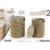 G 2 CESTE SET PORTABIANCHERIA CESTA VESTITI COPERCHIO LEGNO VIMINI BEIGE 52-47cm