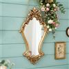 Specchio da parete con pergamena barocca e accenti floreali oro 7,9 x 15,4 polli