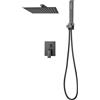 Set Rubinetto Soffione Doccia Quadrata Doccetta 305 mm Nero Opaco