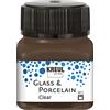 KREUL 16298 - Glass & Porcelain Clear Marrone Espresso, in Barattolo da 20 ml, Vernice Trasparente all'Acqua per Vetro e Porcellana, a Rapida Essiccazione, cristallina