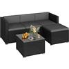 Yaheetech Set Mobili da Giardino 5 Pezzi in Rattan PE, 2 Divani Angolari, Divano