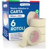 DNK TRADE Nastro di Carta 6 Rotoli di Nastro da Imbianchini 50mm x 50m Carta Gommata