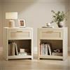 VASAGLE ELLAN Collezione - Comodini Boho con Cassetto Effetto Rattan, Set di 2,