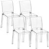 Baroni Home Set di 4 Sedie in Policarbonato Trasparente Resistente, Smontabile i