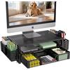 Simple Trending Supporto per monitor in metallo a 2 ripiani e organizer da scriv