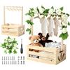 Valyrane Cesto Nascita in Legno con 6 Appendiabiti e Ghirlanda Floreale | Set Regalo Comp