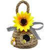 Ornamento a forma di girasole a forma di piccola ape, alveare appeso intrecciato