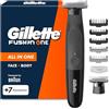 Gillette Fusion One Rasoio Elettrico Uomo Barba e Corpo, 3 Pettini Barba (1,2,5mm) e 1 Pettine Corpo, Testina Oscillante, Lama Ricambio, Impermeabile, Senza Fili, 45 Min Autonomia, Tecnologia Braun