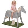 roba Cavallo da esterno in legno massello - In legno resistente alle intemperie e sostenibile per il giardino - Cavallo da volteggio per cavalcare, arrampicarsi e fare ginnastica - Verniciato grigio