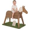 roba Cavallo da esterno in legno massello - In legno resistente alle intemperie e sostenibile per il giardino - Cavallo da volteggio per cavalcare, arrampicarsi e fare ginnastica - Verniciato teak
