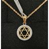 SR Pendente E Catena Oro 18K 750 Mls. Stella Di David Con Zirconi 12,9 Mm.