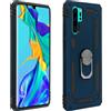 Avizar, Cover per Huawei P30 Pro Bi-materia Anello Magnetico Stand, Blu notte