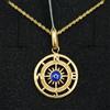 FMF Pendente E Catena Oro 18k 750 Mls. Bussola,,Rosa Vientos. A Occhio Turco. 18 MM