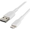 Belkin BoostCharge Braided Lade/Sync Kabel USB-A Stecker auf Lightning Stecker, 1m, weiß
