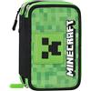 Franco Cosimo Panini MINECRAFT - Astuccio Scuola Ufficiale Minecraft, Astuccio 3 Scomparti Bambini e Ragazzi con Set Cancelleria Incluso, 5 Etichette Adesive Portanome e Pratica Chiusura a Zip, 13x20Hx7 cm