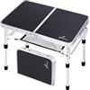Sportneer Tavolo da Campeggio Pieghevole Portatile, Tavolo Regolabile Altezza 60x40 cm