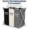 Generico Cesto Portabiancheria 3 Scomparti Pieghevole Porta Biancheria Sporca Salvaspazio