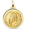FMF Pendente Oro 18K 750 Mls. Medaglia Vergine Di Lourdes 18 Mm. 2,20 Grammi