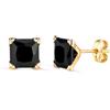 MR Orecchini In Oro 18K 750 Mls. 4 Artigli Con Zirconia Quadrata Nera 7 Mm.