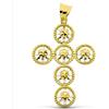 FMF Pendente Oro 18k 750 Mls. Croce Bicolore 42 X 29 Mm. 4,00 Grammi