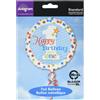 Anagram Palloncino Foil Cerchio Buon Compleanno Pois Bianco/Blu Ragazzo 2871601