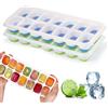 Woobroo 2 pezzi vassoi per cubetti di ghiaccio in silicone con coperchio,Sta J39D