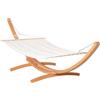 Outsunny Amaca con Supporto in Legno di Pioppo e Cotone per Giardino Bianca