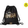 Colourbook Sacca con Cordini e Zip Geolier Nera per Scuola e Tempo Libero Colourbook