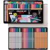 STABILO ARTY Creative Set - Set Creativo - Scatola in metallo da 30-10 fineliner point 88 + 10 pennarelli Premium Pen 68 + 10 pennarelli Pen 68 brush