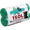 Bottari Italy Bag&Baggy 20 Sacchi da Giardinaggio Verdi 150 Litri 90x120 cm, LDPE Riciclato, Ultra-Resistenti per Giardino e Orto | 2 Rotoli da 10 Sacchi